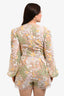 Elliatt Cream Floral Embroidered Sequined Lace LS Romper Size L