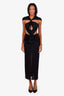 Magda Butrum Black Cutout Silk-Blend Midi Dress Size 38