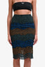 Sandro Brown/Blue/Green Lace Midi Skirt Size 1