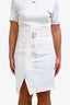 Officine General White Denim Charlotte Belted Midi Skirt Size 6