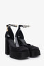 Versace Black Satin Medusa Aevitas Platform Heels Size 38.5