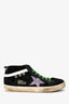 Golden Goose Black Suede 'Midstar' Sneakers With Green Laces Size 37