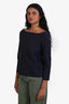 The Row Navy Blue Wide Neck Long Sleeve Top Size XS