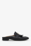 Hermès Black Leather 'Rivoli' Fringe Mules Size 38