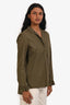 Sandro Olive Green Cotton Ruffled Cuff Blouse Size 2