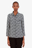 Prada 18AW Black/White Silk Banana Print Blouse Size 42