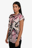 Pre-loved Chanel™ Pink/Black Silk Abstract Floral Printed Blouse Size 40