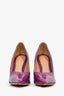 Bottega Veneta Purple Patent Croc-Embossed Punta Heels Size 35