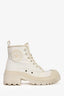 Christian Dior Bottines Combat Logo Toile Blanche/Cuir 38.5