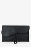 Christian Dior 2021 Black Ultramatte Leather Small Saddle Pouch with Chain