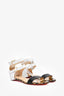 Christian Louboutin White/Black Leather Ankle Strap Sandals Size 39
