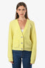 Ganni Neon Green Alpaca Blend Embellished Buttons Cardigan S