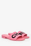 Pre-loved Chanel™ 2023 Pink Leather Logo Slides Size 37C