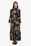 Erdem Black/Blue Floral Silk 'Stephanie' Maxi Dress Size 12 US