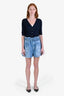 Isabel Marant Blue Denim Medium Wash Belted Shorts Size 38