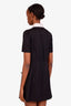 Prada Black Satin Wool Collared Crystal Embellished Mini Dress Size 36
