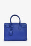 Saint Laurent Blue Grained Leather Baby 'Sac de Jour' Top Handle Bag With Strap