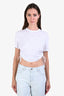 Pre-loved Chanel™ White Cotton CC Monogram Faux Pearl Detail Cropped Top Size S