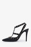 Valentino Black Leather Rockstud Caged Heels Size 39