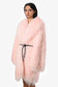 Self-Portrait Light Pink Shearling Maxi Grizzly Coat Size L