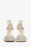 Bottega Veneta White Sparkle Stretch Heels Size 36.5