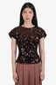Ganni Black/Browns Sequins Open Back Short Sleeve Top Size 38