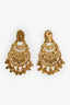 Boucles d'oreilles clips Oscar de la Renta en métal doré et cristal rose