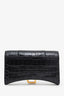 Balenciaga Black Crocodile-Embossed Leather Hourglass Bag With Strap