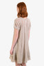 Pre-loved Chanel™ Beige Alpaca Blend Textured Short Sleeve CC Midi Dress Size 40 with Slip