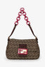 Fendi Zucca Canvas Mini Mamma Baguette Pink Resin Chain Shoulder Bag