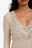 Escada Beige Knit Metallic Beaded Cardigan Size 34