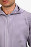 Issey Miyake Homme Plisse Lilac Pleated Zip Up Hooded Jacket Size 3 Mens