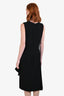 Alexander McQueen Black Silk Ruffle Sleeveless Midi Dress Size 44