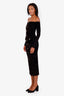 Self-Portrait Black Chenille Knit Off The Shoulder Midi Dress Size S