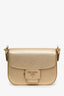 Prada Gold Metallic Saffiano Lux Embleme Flap Shoulder Bag