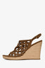 Prada Brown Suede Braided Espadrille Wedge Size 41