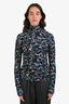 Dries Van Noten Blue Long Sleeve Mock Neck Top Size M