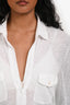 James Perse White Cotton Three-Quarter Sleeve Top Size 3