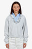 Alexander Wang Grey Prestyled Slashed Hoodie with Blue Cropped Shirt Dickie Size S