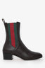 Gucci Brown Leather Web Accents 'Karen Lifford' Chelsea Ankle Boots Size 37