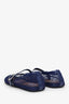 Alaïa Navy Leather-Trimmed Fishnet Ballet Flats Size 39
