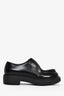 Prada Black Brushed Leather Lace Up Loafers Size 6.5