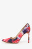 Manolo Blahnik Pink/Multicolour Floral Print Canvas Heels Size 36