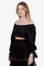 Faithful The Brand Black Linen Long Sleeve Crop Top Size 4