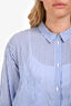Erika Cavallini Blue Striped Sheer Cotton Button-Up Shirt Size 46