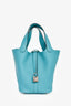 Hermès 2015 Bleu Paon Clemence Leather Picotin Lock 18