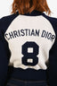 Christian Dior White/Navy Wool Logo Baseball Style Cropped Jacket Size 34