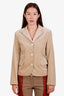 Blazer beige en velours Loro Piana à boutonnage simple, taille 38