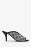 Gucci Navy/Beige Canvas GG Supreme Crystal Embellished Heels Size 37