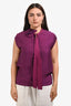 Lanvin Purple Silk Blend Boxy Sleeveless Blouse with Floral Size 40